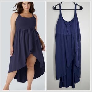 NWT Halara Breezeful Asymmetric Hem Pocket Midi Quick Dry Athletic Dress Navy 2X